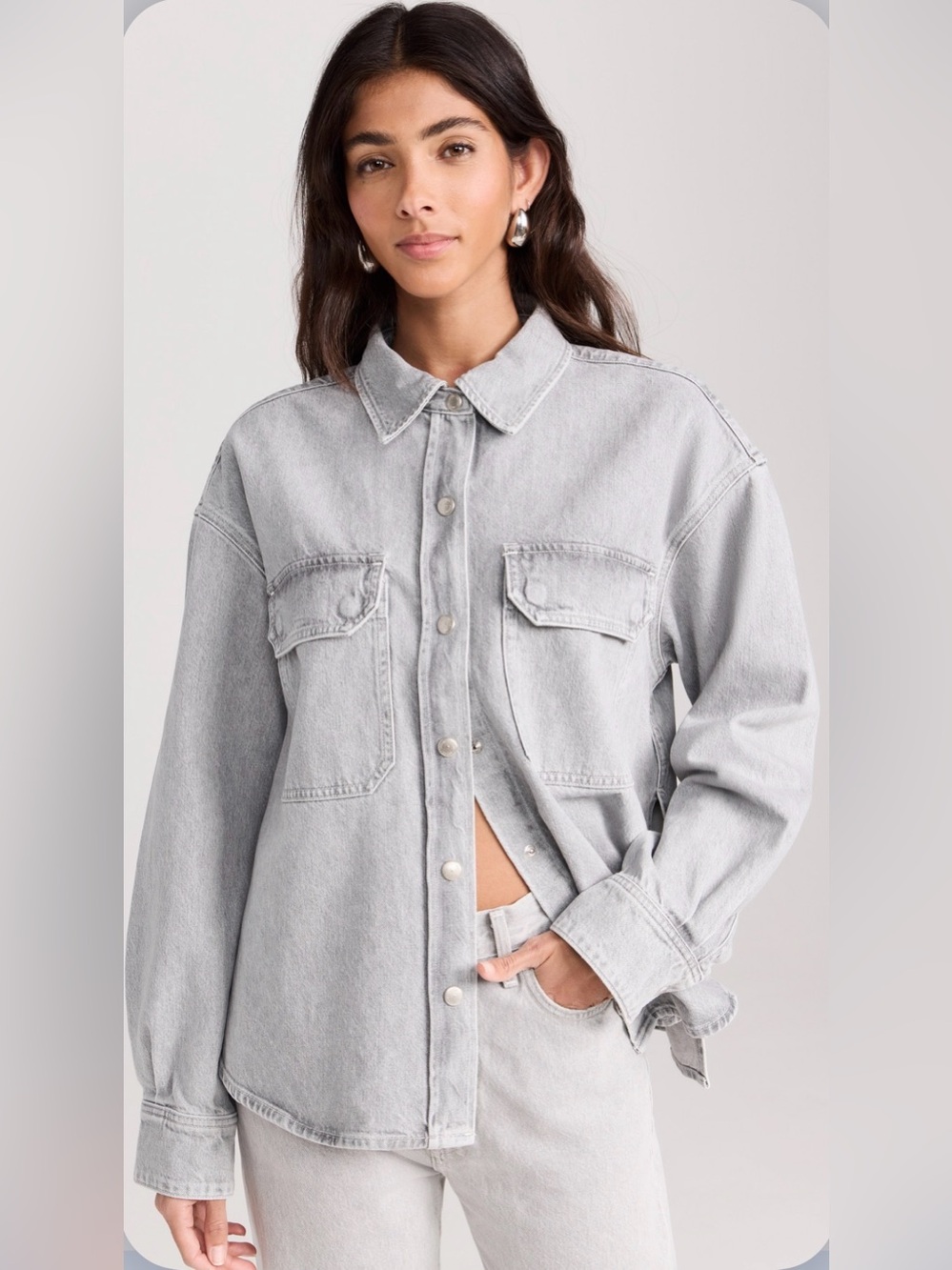 Agolde Light Gray Gwen Denim Shirt